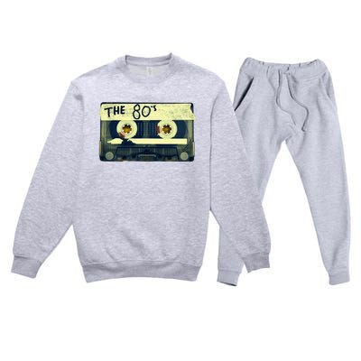 Retro 80S Mix Tape Premium Crewneck Sweatsuit Set