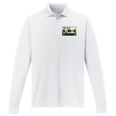 Retro 80S Mix Tape Performance Long Sleeve Polo