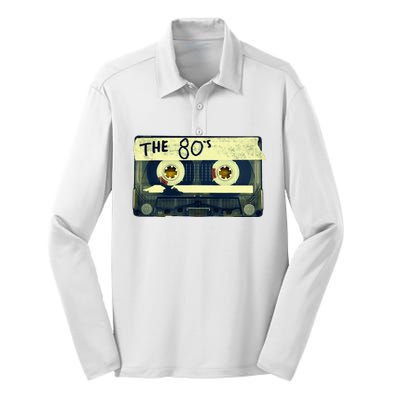 Retro 80S Mix Tape Silk Touch Performance Long Sleeve Polo