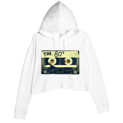 Retro 80S Mix Tape Crop Fleece Hoodie