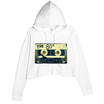 Retro 80S Mix Tape Crop Fleece Hoodie