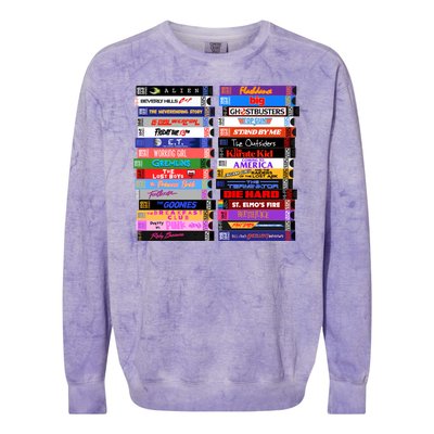 Retro 80s Movies Vhs Stacks Colorblast Crewneck Sweatshirt