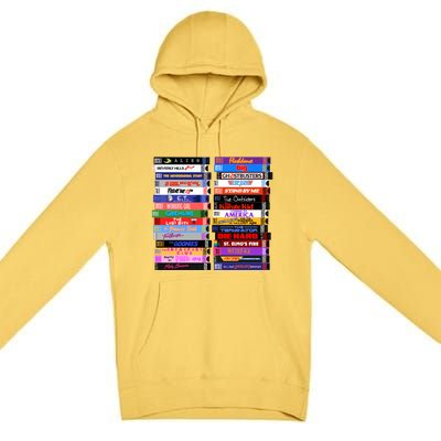 Retro 80s Movies Vhs Stacks Premium Pullover Hoodie