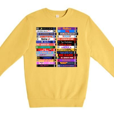 Retro 80s Movies Vhs Stacks Premium Crewneck Sweatshirt