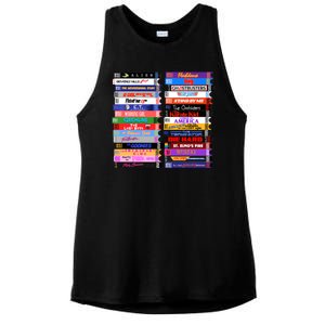 Retro 80s Movies Vhs Stacks Ladies PosiCharge Tri-Blend Wicking Tank