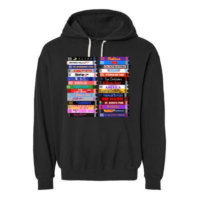 Retro 80s Movies Vhs Stacks Garment-Dyed Fleece Hoodie