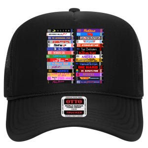 Retro 80s Movies Vhs Stacks High Crown Mesh Back Trucker Hat