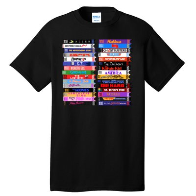 Retro 80s Movies Vhs Stacks Tall T-Shirt