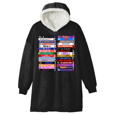 Retro 80s Movies Vhs Stacks Hooded Wearable Blanket