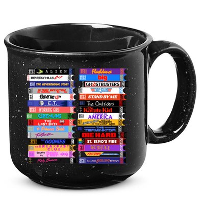Retro 80s Movies Vhs Stacks 15oz Campfire Ceramic Mug