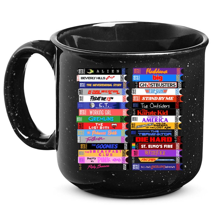 Retro 80s Movies Vhs Stacks 15oz Campfire Ceramic Mug