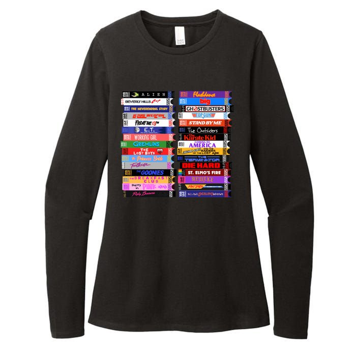 Retro 80s Movies Vhs Stacks Womens CVC Long Sleeve Shirt