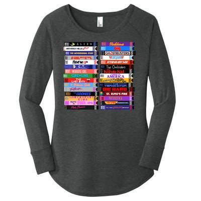 Retro 80s Movies Vhs Stacks Women's Perfect Tri Tunic Long Sleeve Shirt