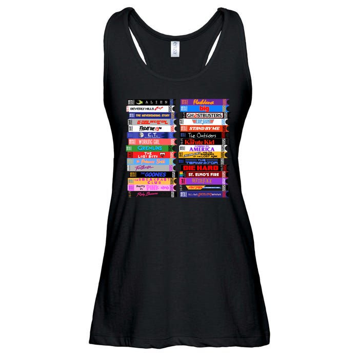 Retro 80s Movies Vhs Stacks Ladies Essential Flowy Tank