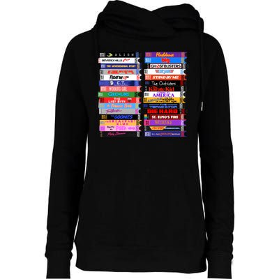 Retro 80s Movies Vhs Stacks Womens Funnel Neck Pullover Hood