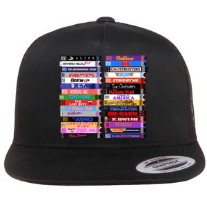 Retro 80s Movies Vhs Stacks Flat Bill Trucker Hat