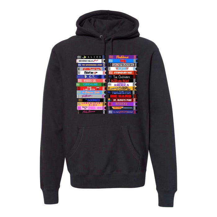 Retro 80s Movies Vhs Stacks Premium Hoodie