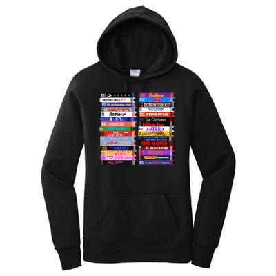 Retro 80s Movies Vhs Stacks Women's Pullover Hoodie