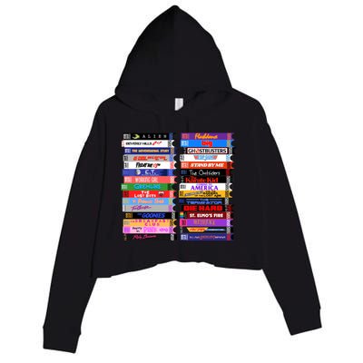 Retro 80s Movies Vhs Stacks Crop Fleece Hoodie