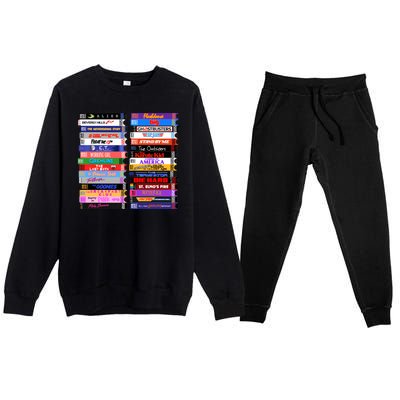 Retro 80s Movies Vhs Stacks Premium Crewneck Sweatsuit Set