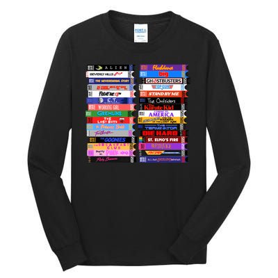 Retro 80s Movies Vhs Stacks Tall Long Sleeve T-Shirt