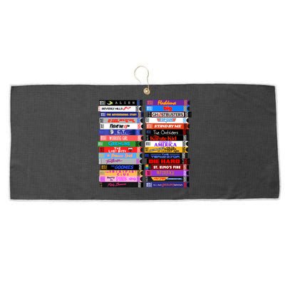 Retro 80s Movies Vhs Stacks Large Microfiber Waffle Golf Towel