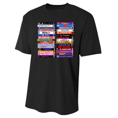 Retro 80s Movies Vhs Stacks Performance Sprint T-Shirt