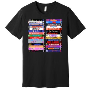 Retro 80s Movies Vhs Stacks Premium T-Shirt