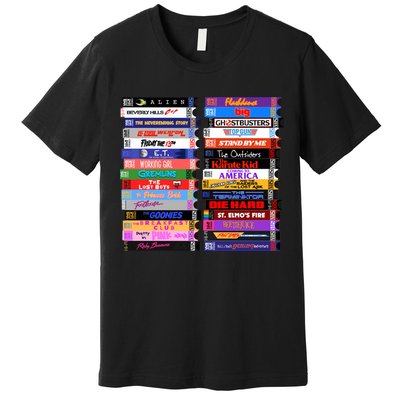 Retro 80s Movies Vhs Stacks Premium T-Shirt