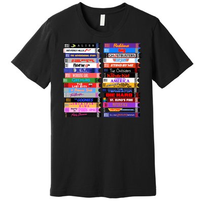 Retro 80s Movies Vhs Stacks Premium T-Shirt