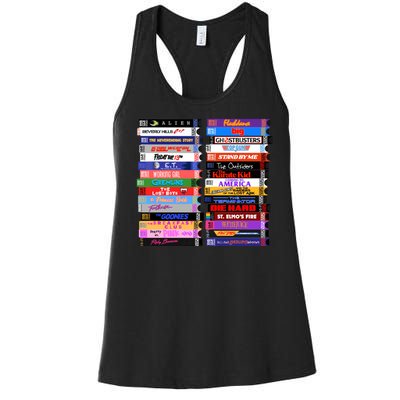 Retro 80s Movies Vhs Stacks Women's Racerback Tank