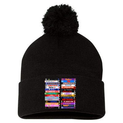 Retro 80s Movies Vhs Stacks Pom Pom 12in Knit Beanie