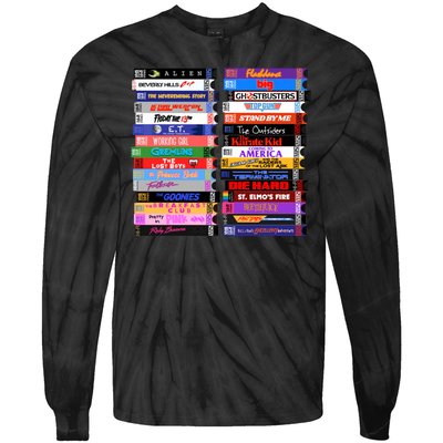 Retro 80s Movies Vhs Stacks Tie-Dye Long Sleeve Shirt