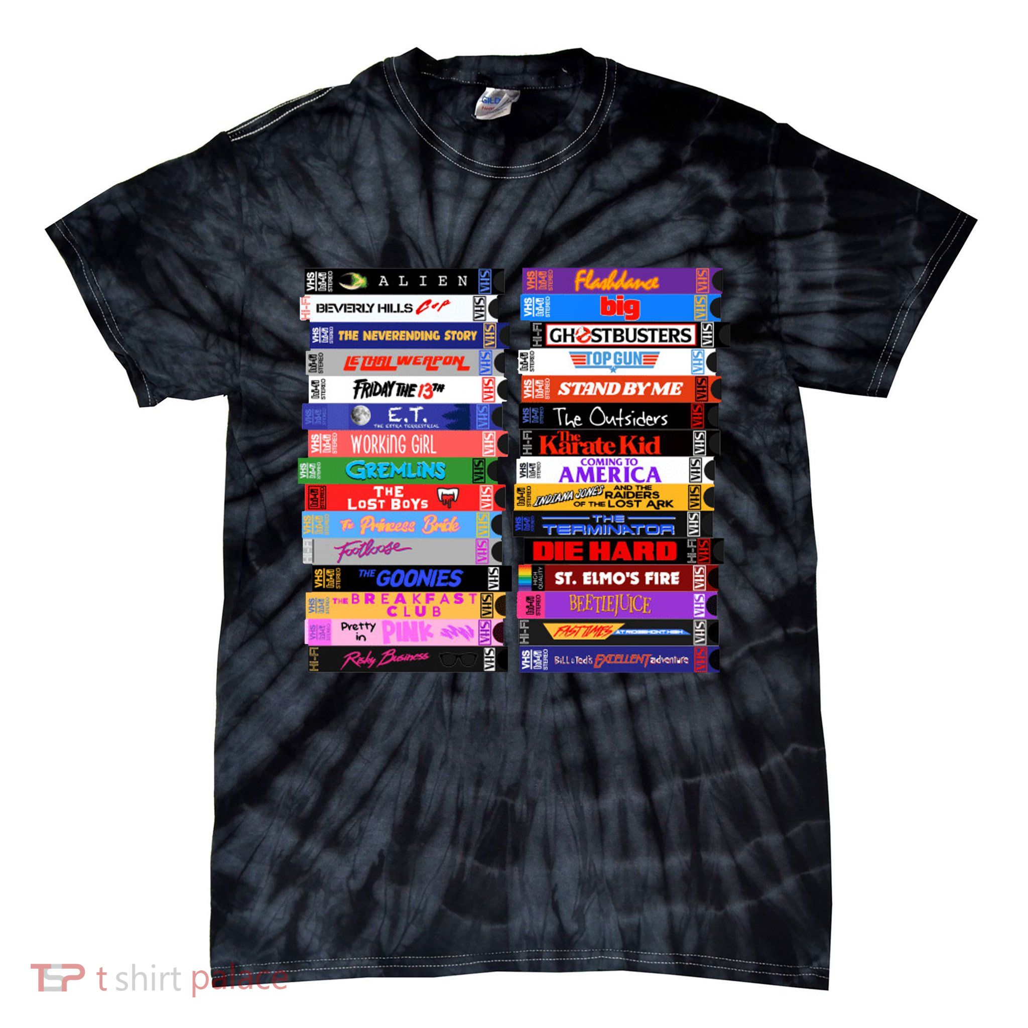 Retro 80s Movies Vhs Stacks Tie-Dye T-Shirt