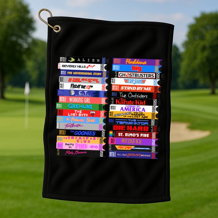 Retro 80s Movies Vhs Stacks Golf Towel