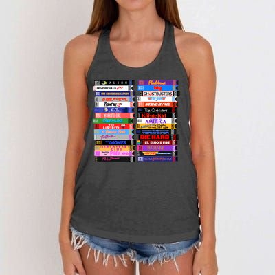 Retro 80s Movies Vhs Stacks Women's Knotted Racerback Tank