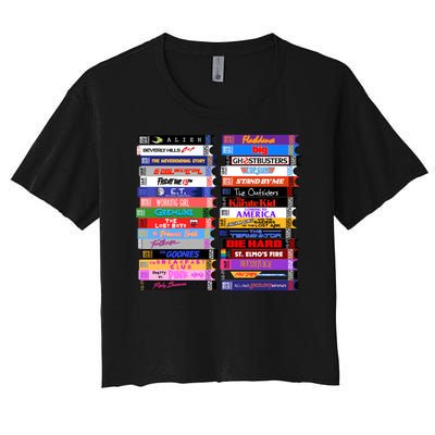 Retro 80s Movies Vhs Stacks Women's Crop Top Tee