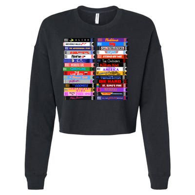 Retro 80s Movies Vhs Stacks Cropped Pullover Crew