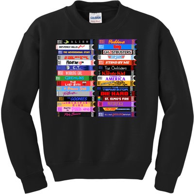 Retro 80s Movies Vhs Stacks Kids Sweatshirt