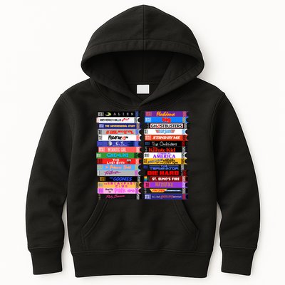 Retro 80s Movies Vhs Stacks Kids Hoodie