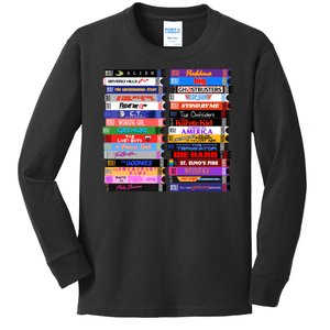 Retro 80s Movies Vhs Stacks Kids Long Sleeve Shirt