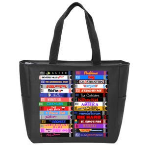 Retro 80s Movies Vhs Stacks Zip Tote Bag