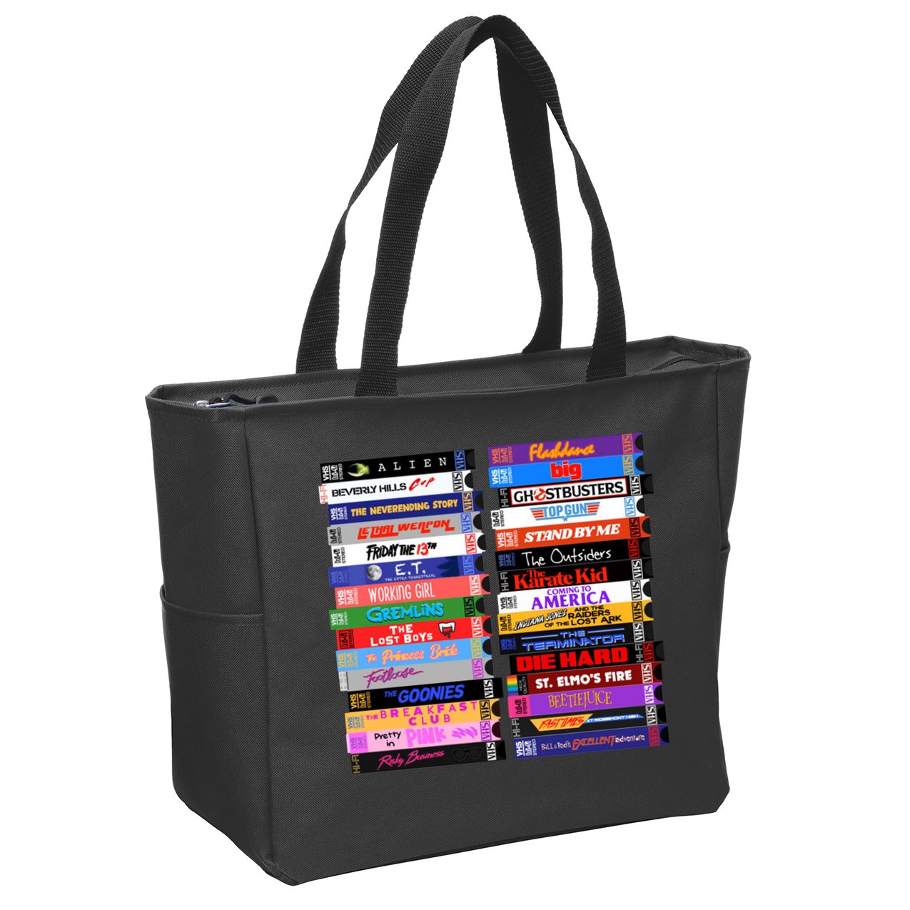 Retro 80s Movies Vhs Stacks Zip Tote Bag