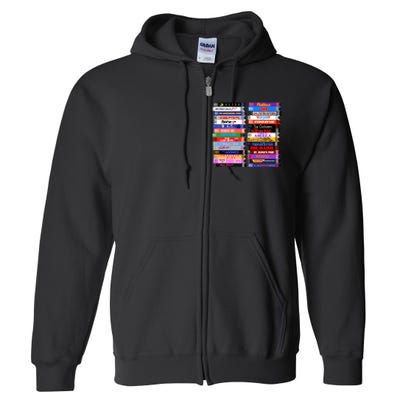 Retro 80s Movies Vhs Stacks Full Zip Hoodie