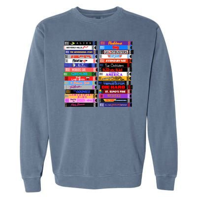 Retro 80s Movies Vhs Stacks Garment-Dyed Sweatshirt