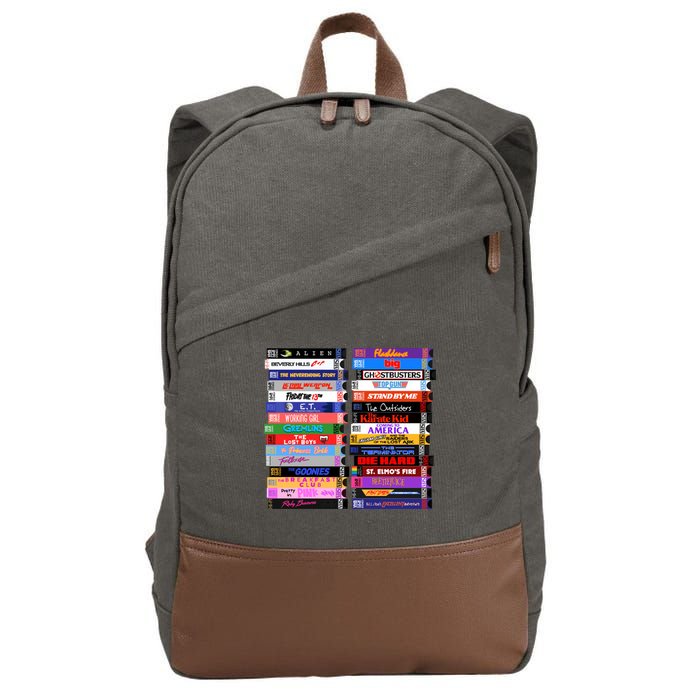 Retro 80s Movies Vhs Stacks Cotton Canvas Backpack