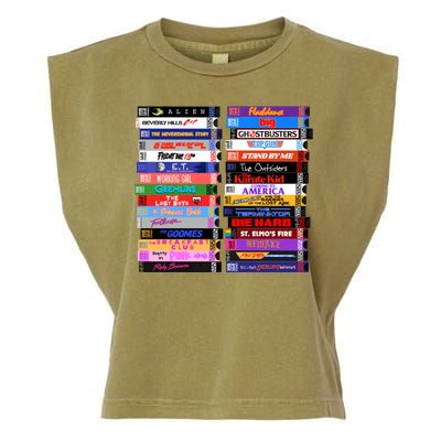 Retro 80s Movies Vhs Stacks Garment-Dyed Women's Muscle Tee