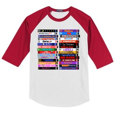 Retro 80s Movies Vhs Stacks Kids Colorblock Raglan Jersey