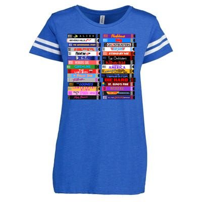 Retro 80s Movies Vhs Stacks Enza Ladies Jersey Football T-Shirt