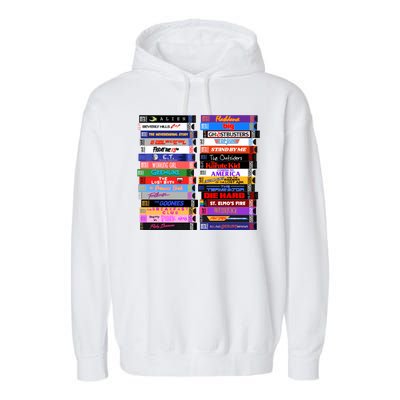 Retro 80s Movies Vhs Stacks Garment-Dyed Fleece Hoodie